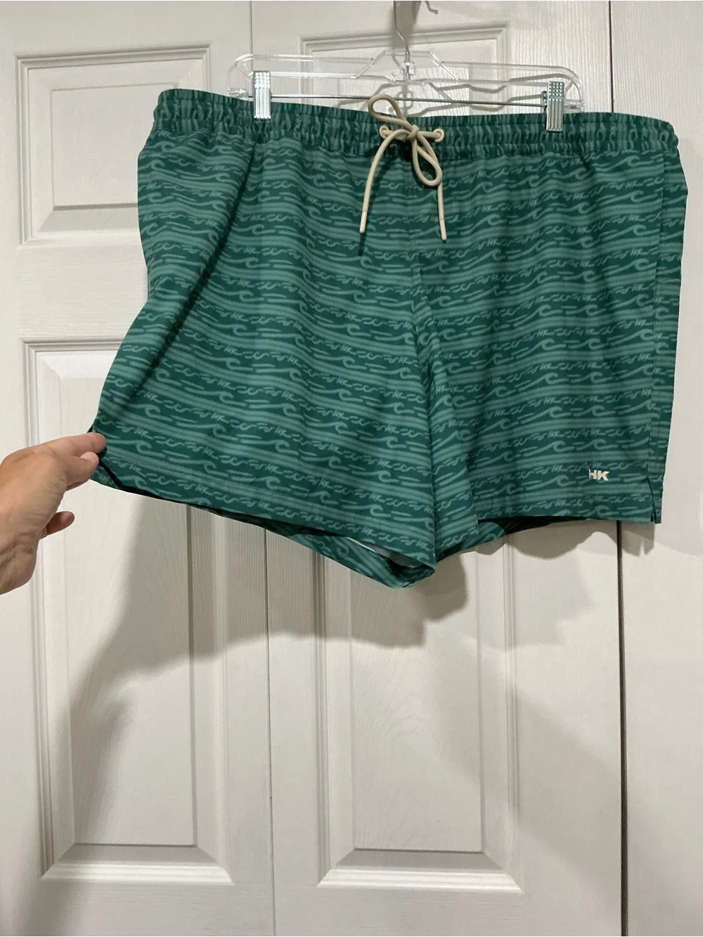💙 Humankind Men’s Green Swimsuit Trunks Wave Pattern 2XL (01253)